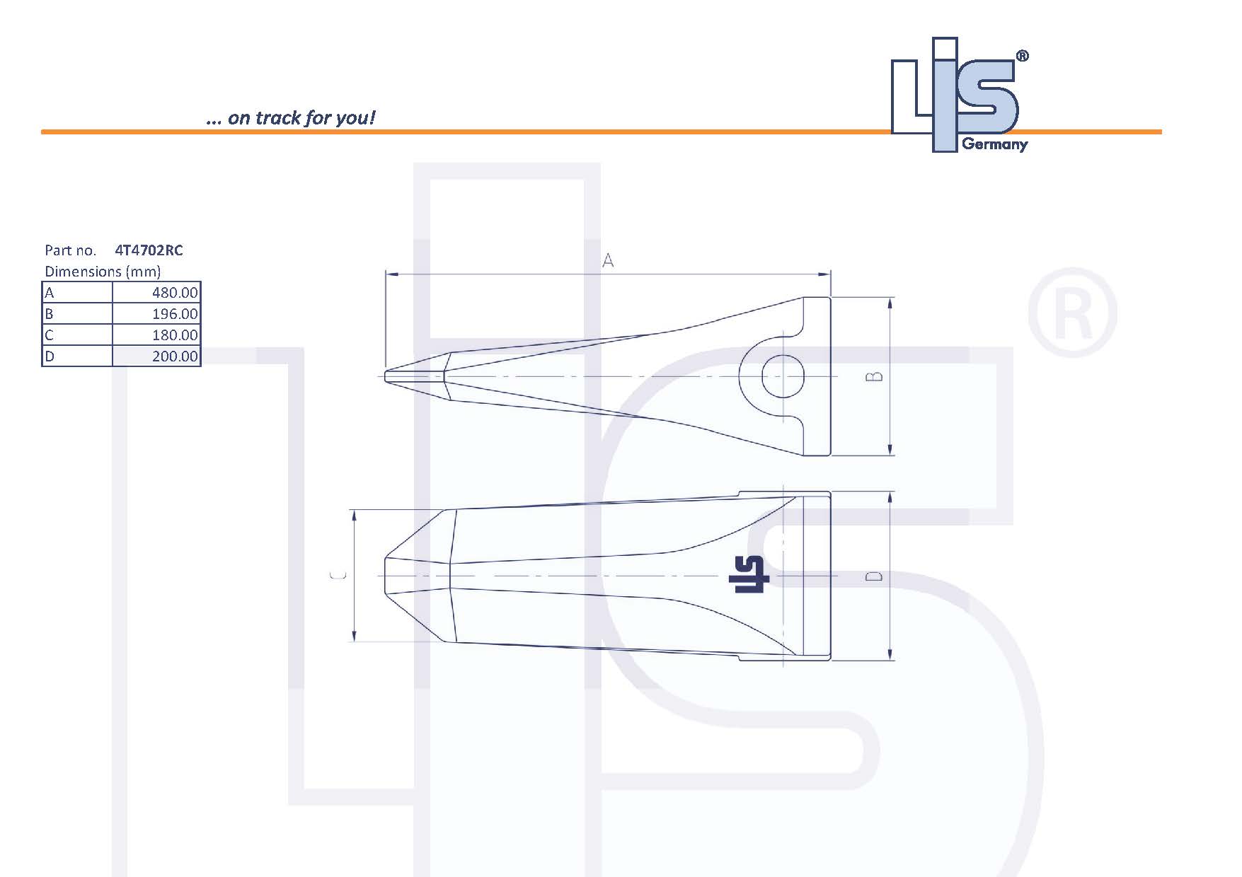 LIS TIP ROCK CHISEL suitable for CAT-J700