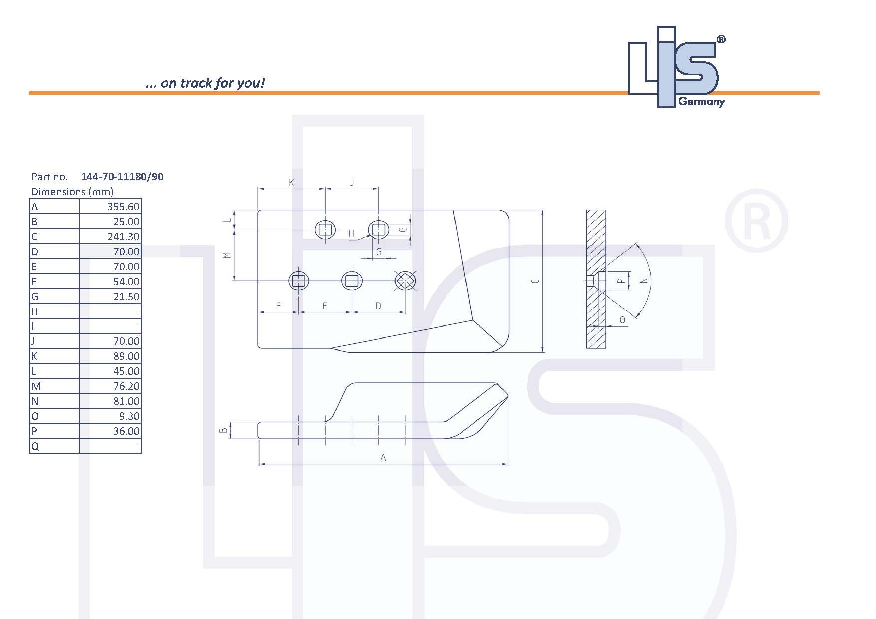 END BIT LEFT,,203x25x205/345mm,5-hole for 3/4" plow bolt