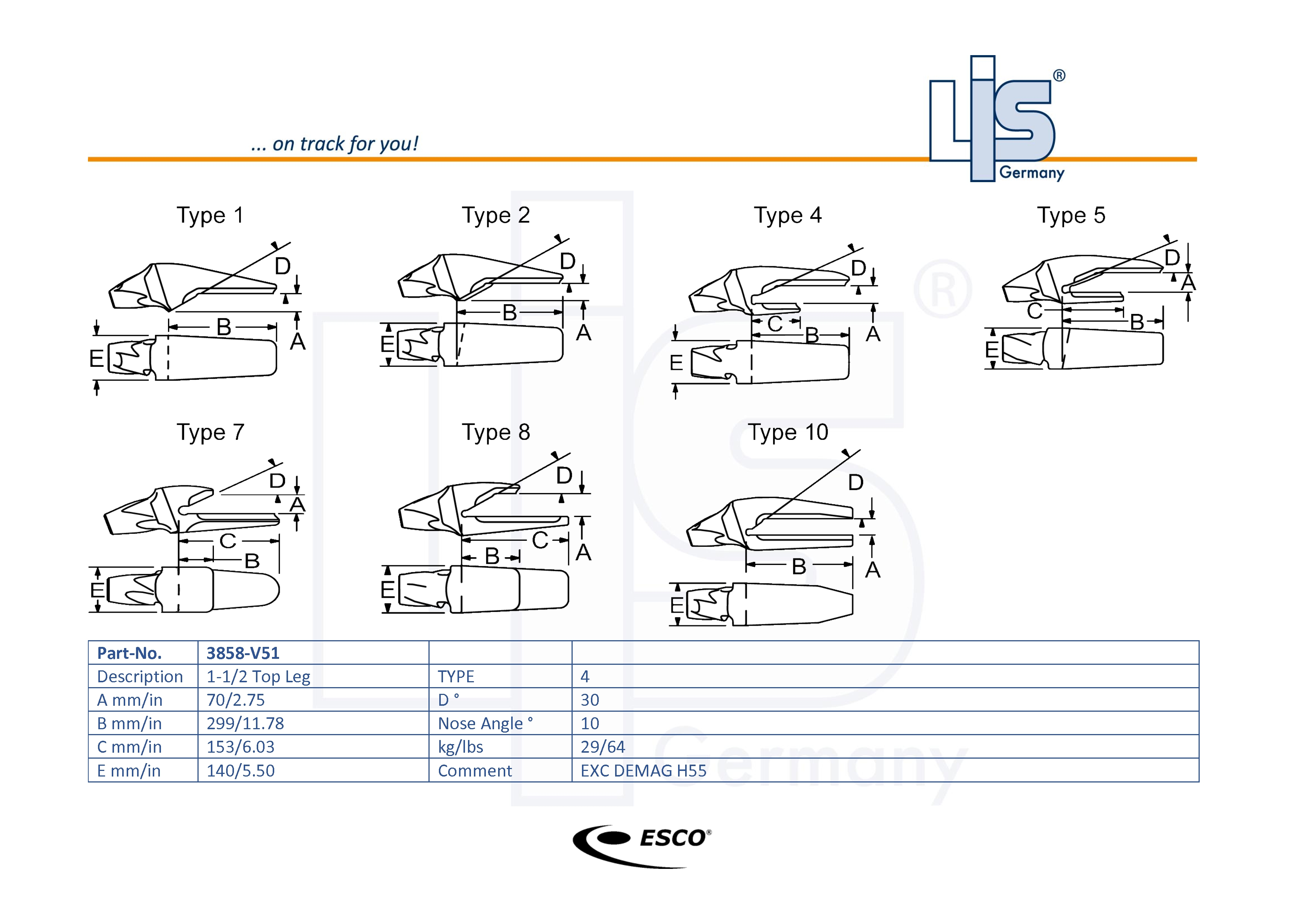 Esco orig. Super V Anschweiß-Adapter 3858-V51