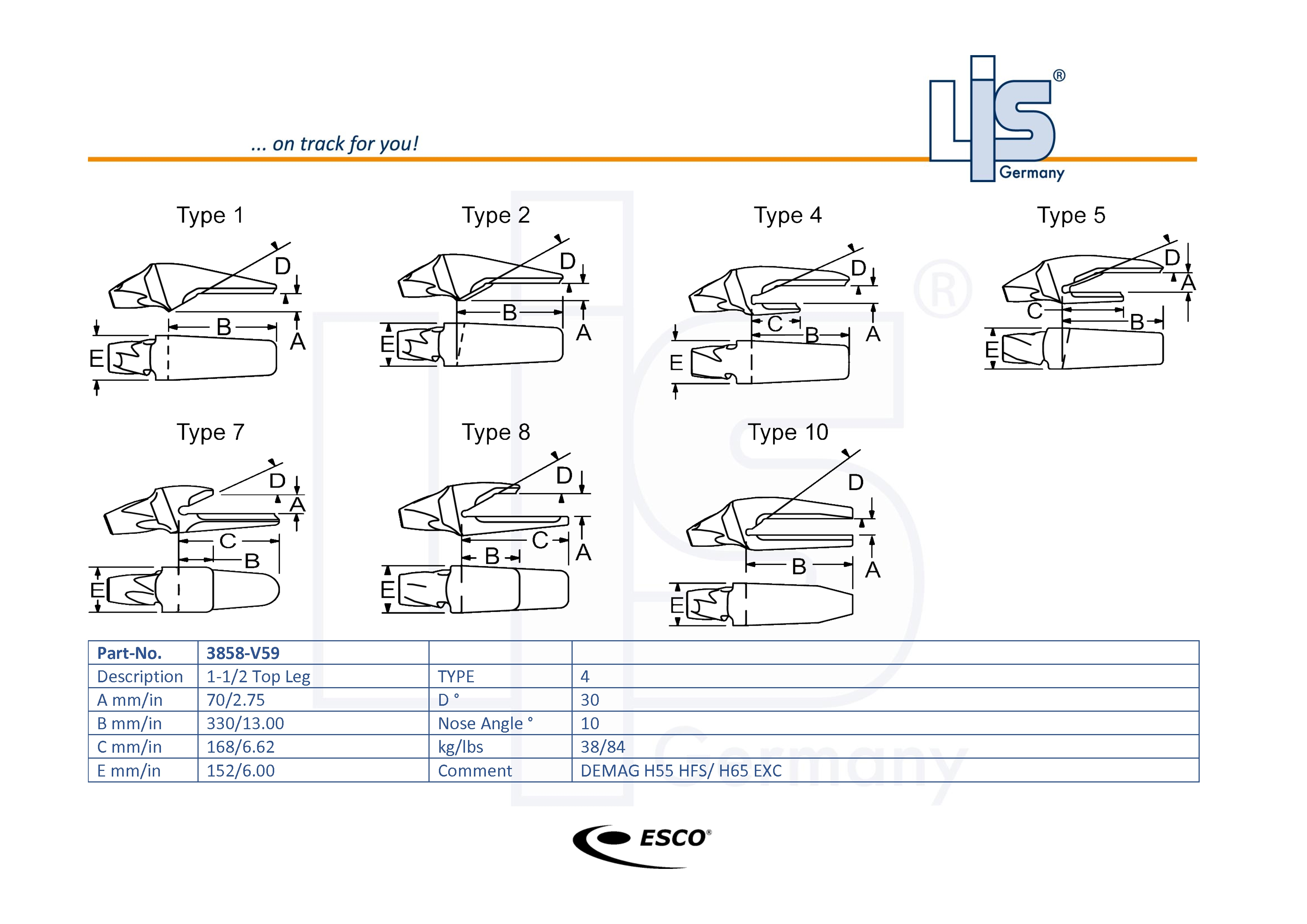 Esco orig. Super V Anschweiß-Adapter 3858-V59