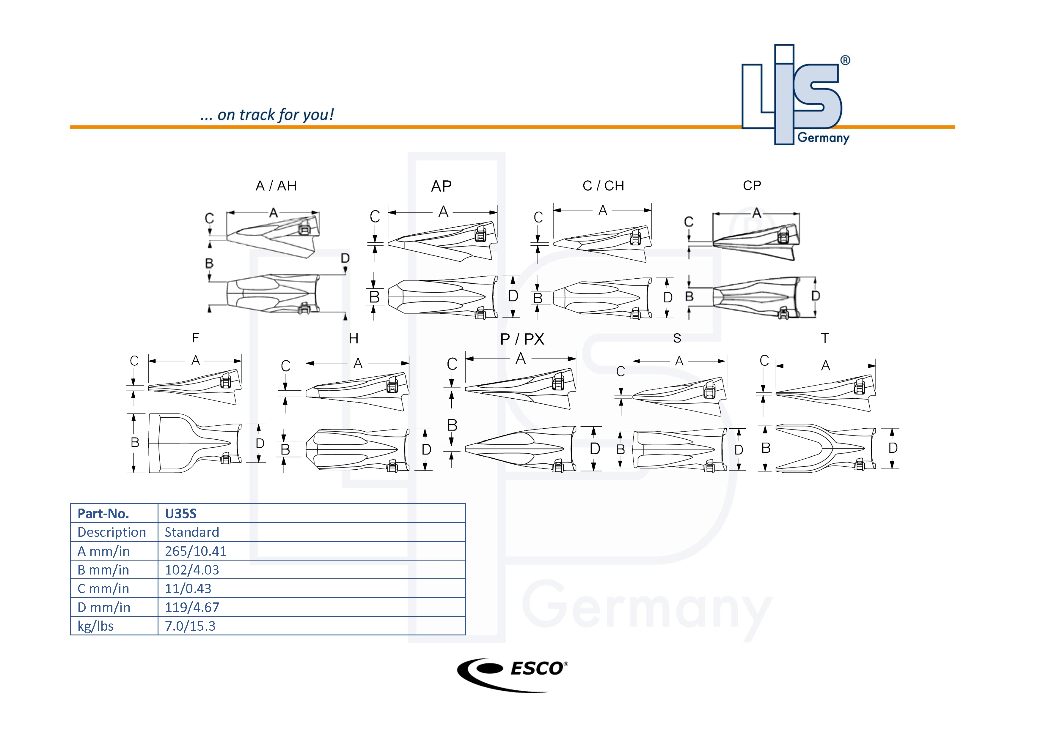 ESCO Ultralok U35 Standard Zahn